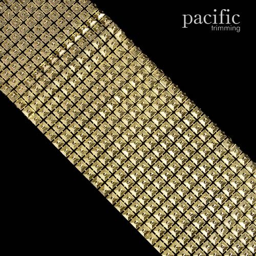 4 Inch 12-Row Plastic Square Mesh Trim Light Gold