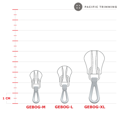 riri Gebog Puller with Universal Body Slider for Plastic Teeth Zipper(Decor E, Aquazip) Size
