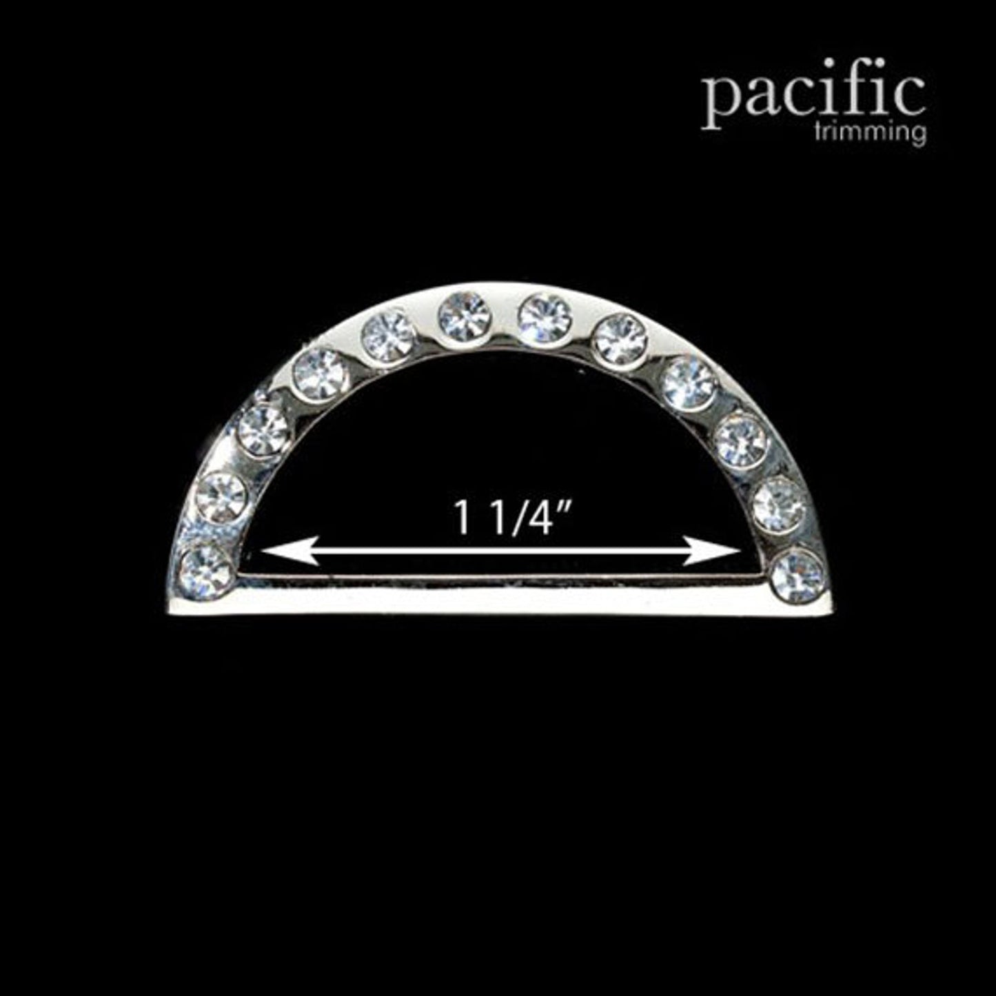 1.25 Inch D-Ring Rhinestones Silver