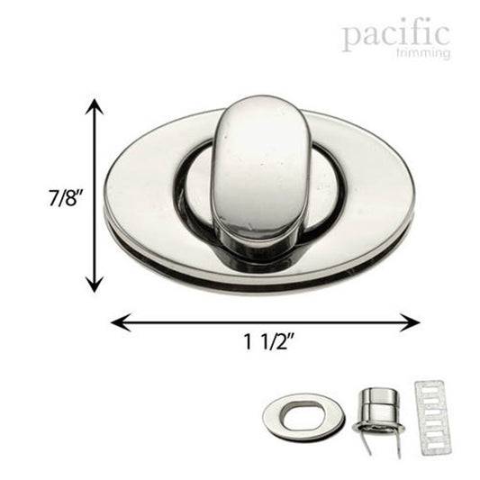 1.5 Inch Purse Turn Lock Silver