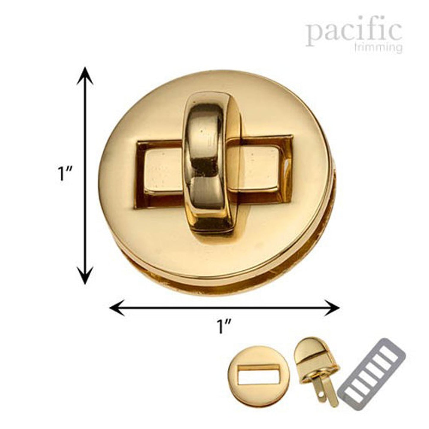 1 Inch Purse Turn Lock Gold