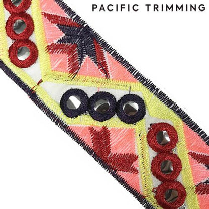 35mm Sequin Embroidery Tape Peach/Yellow/Silver