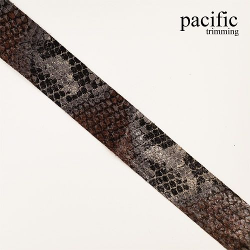 Faux PU Trim Brown/Gray Snake Print 2 Sizes